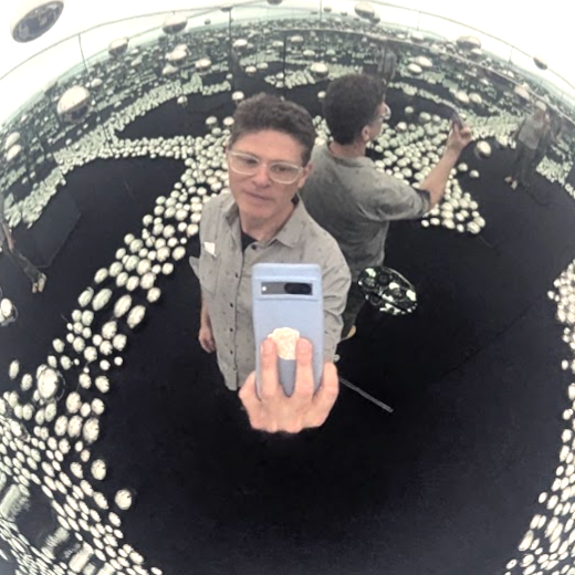 Amos Shaw photographed in a mirrored installation in the P.A.T.H.