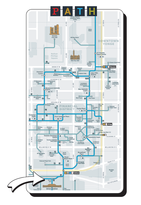 Excerpt of the Rat Race P.A.T.H. map near Union Station